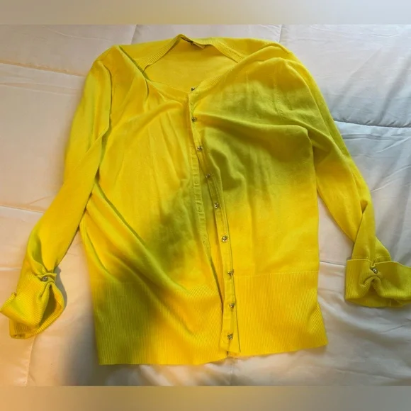 Grace Women’s Yellow Cardigan with Rhinestone buttons - Picture 1 of 6